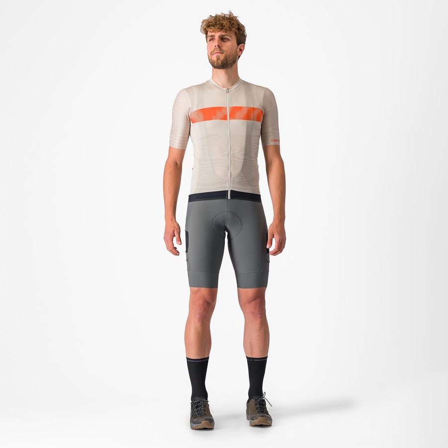 Men Castelli UNLIMITED ENDURANCE Jersey Silver / Orange Red | HYZ-754982