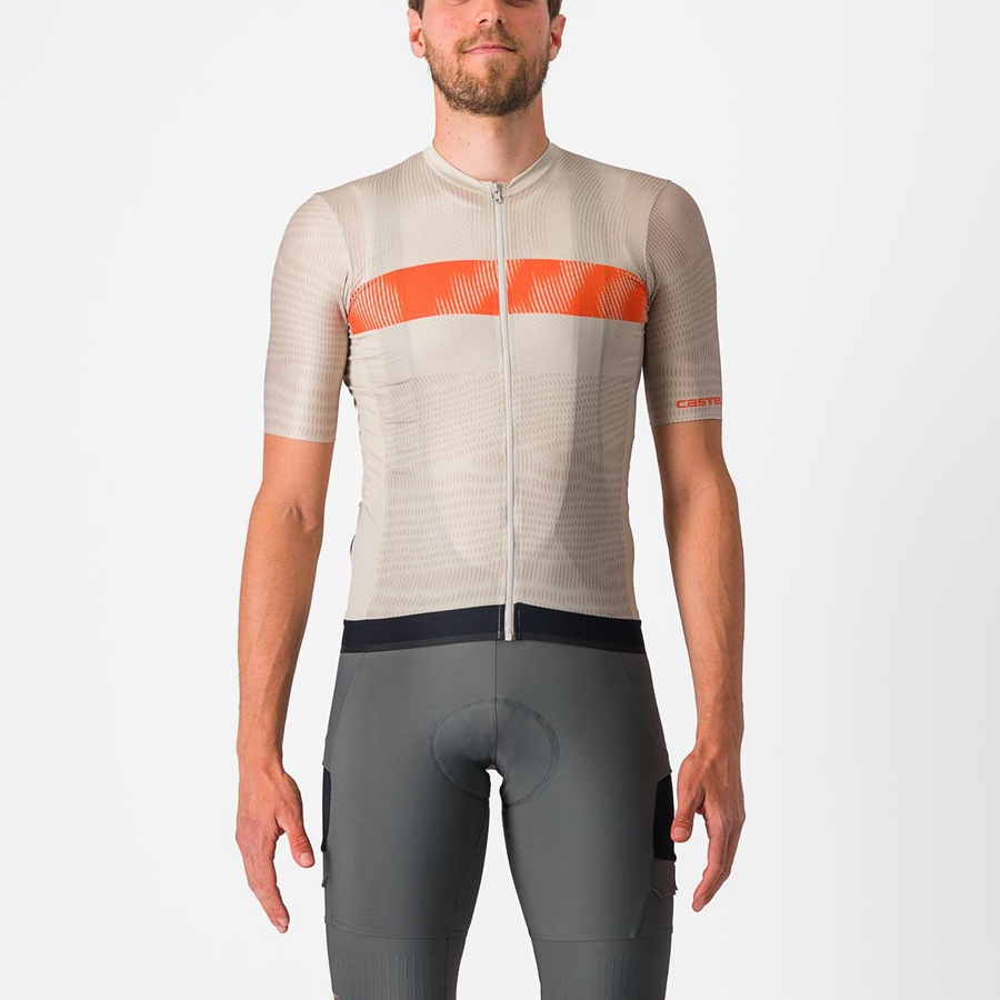 Men Castelli UNLIMITED ENDURANCE Jersey Silver / Orange Red | HYZ-754982