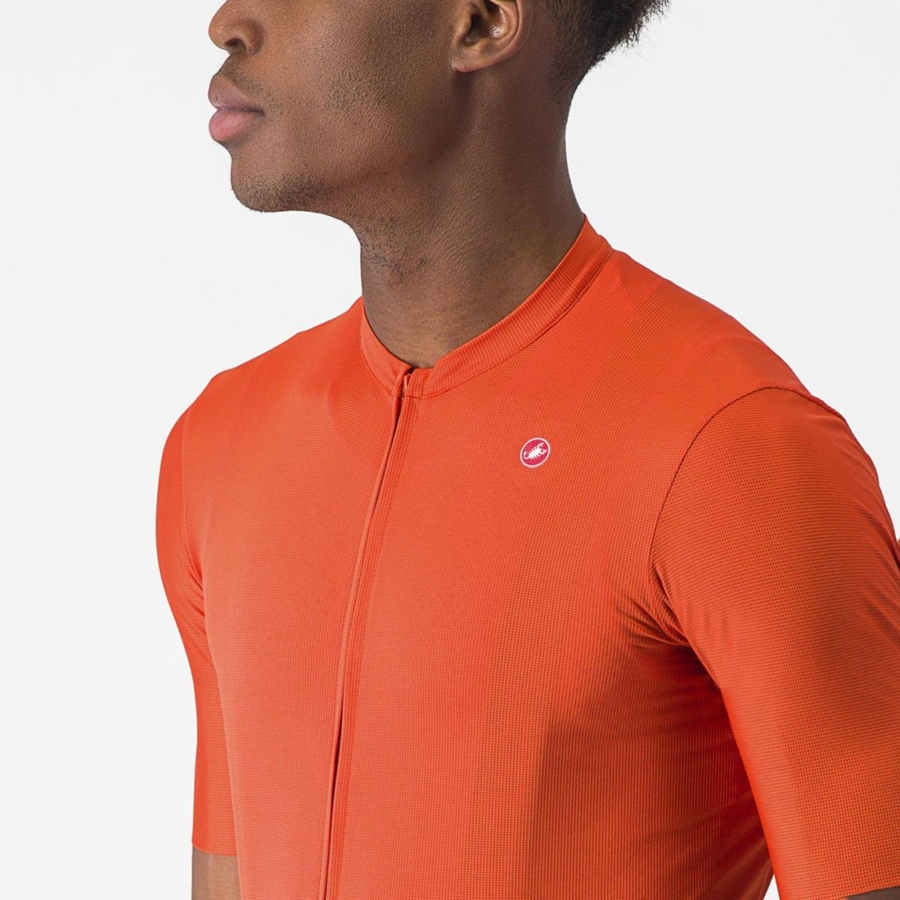 Men Castelli UNLIMITED ENTRATA 2 Jersey Orange Red / Grey | RSJ-468503