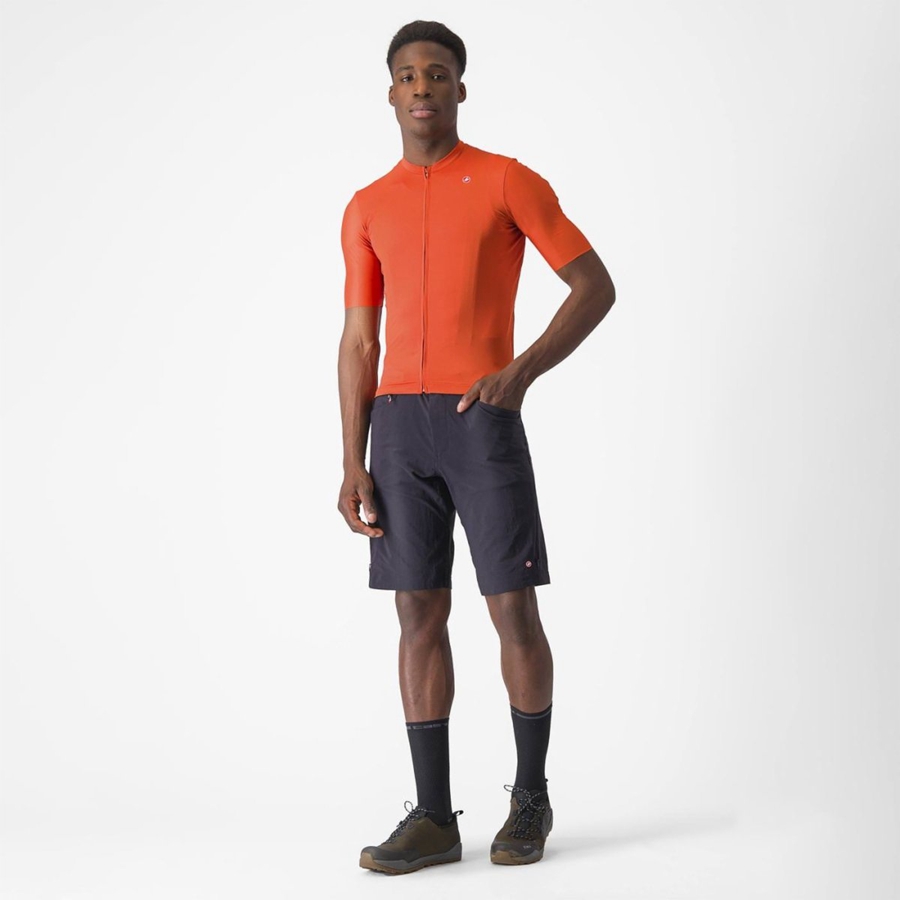 Men Castelli UNLIMITED ENTRATA 2 Jersey Orange Red / Grey | RSJ-468503