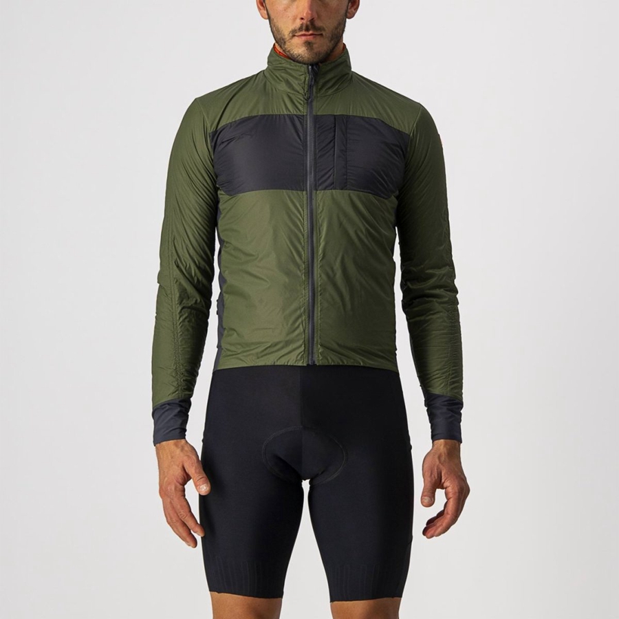 Men Castelli UNLIMITED PUFFY Jackets Light Green / Dark Grey | PKO-917238