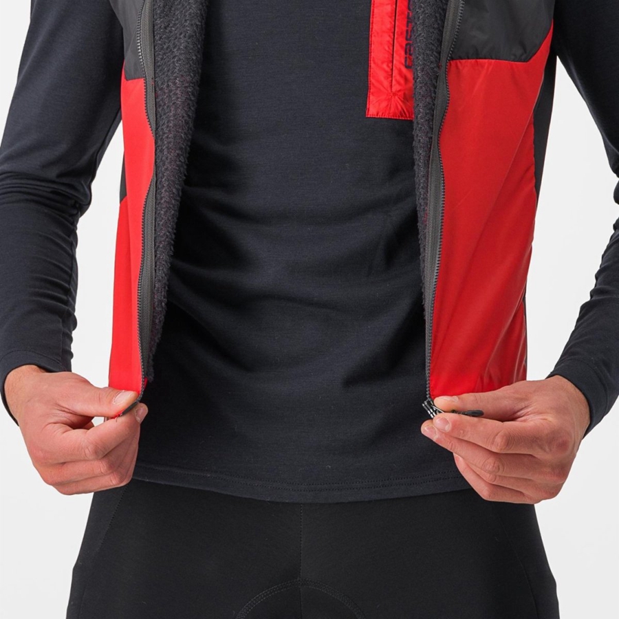 Men Castelli UNLIMITED PUFFY Vest Red / Dark Grey | MUA-402963