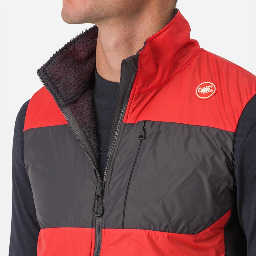 Men Castelli UNLIMITED PUFFY Vest Red / Dark Grey | MUA-402963