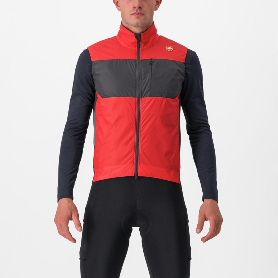 Men Castelli UNLIMITED PUFFY Vest Red / Dark Grey | MUA-402963