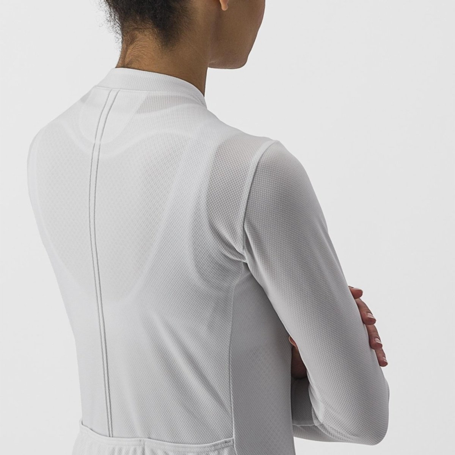 Women Castelli ANIMA 4 LONG SLEEVE Jersey White | VYH-906237