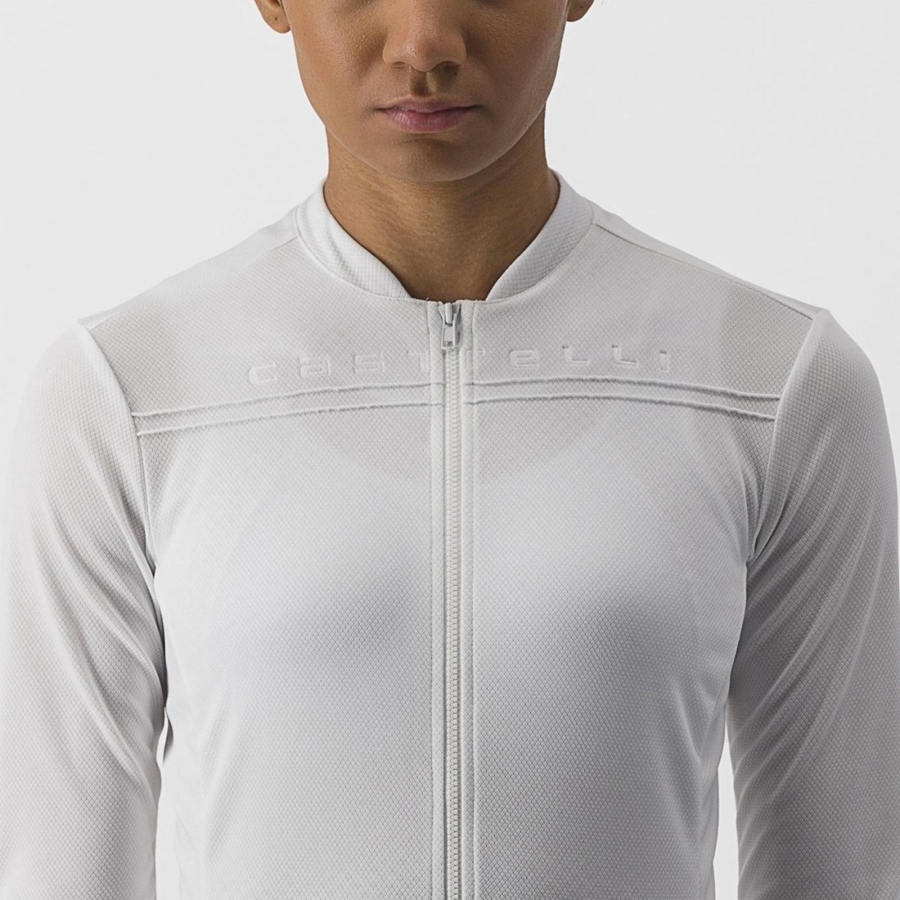 Women Castelli ANIMA 4 LONG SLEEVE Jersey White | VYH-906237