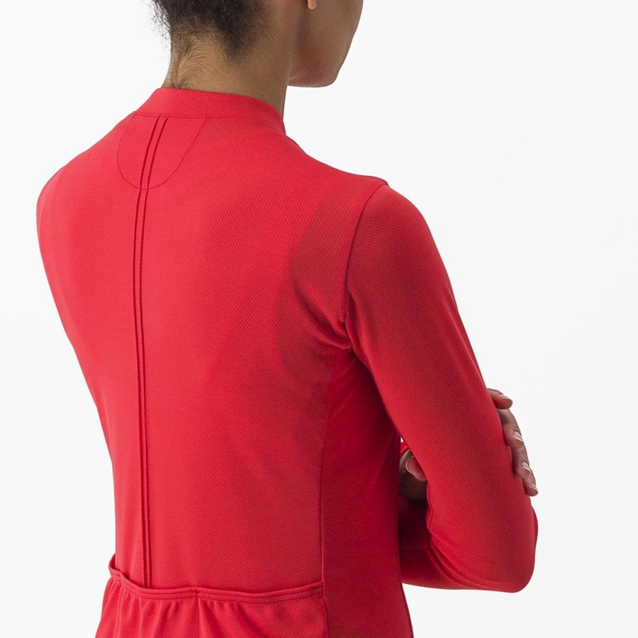 Women Castelli ANIMA 4 LONG SLEEVE Jersey Red | GVB-205768