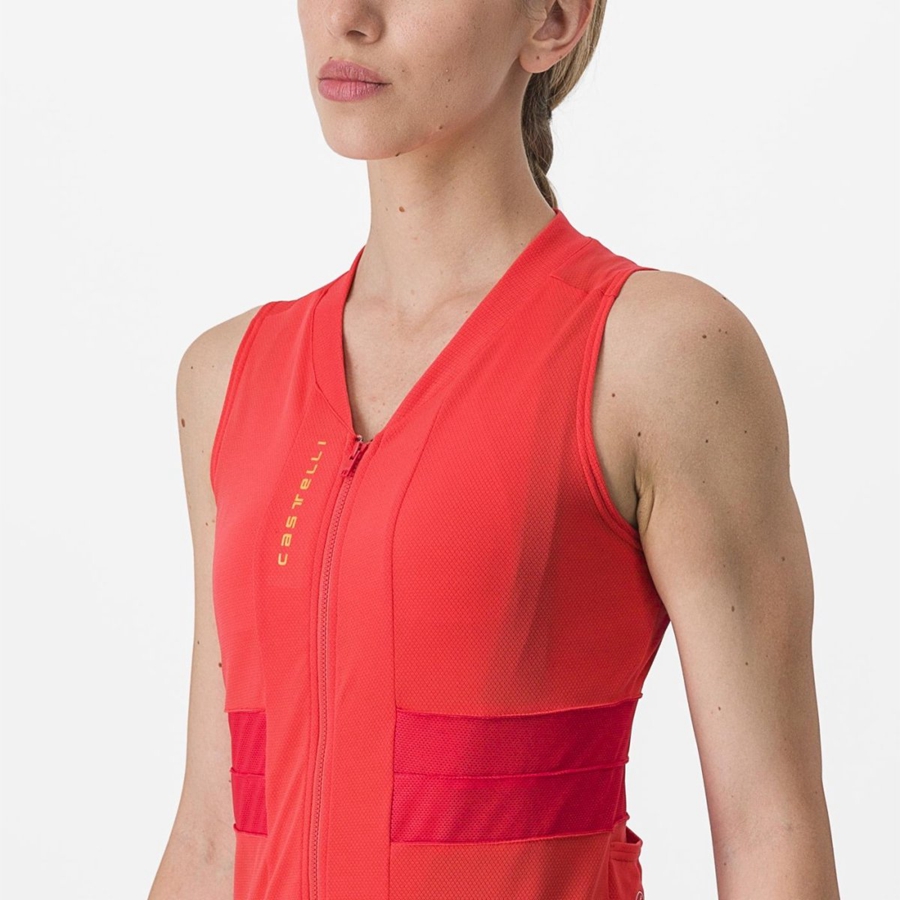 Women Castelli ANIMA 4 SLEEVELESS Jersey Orange | DUF-389745