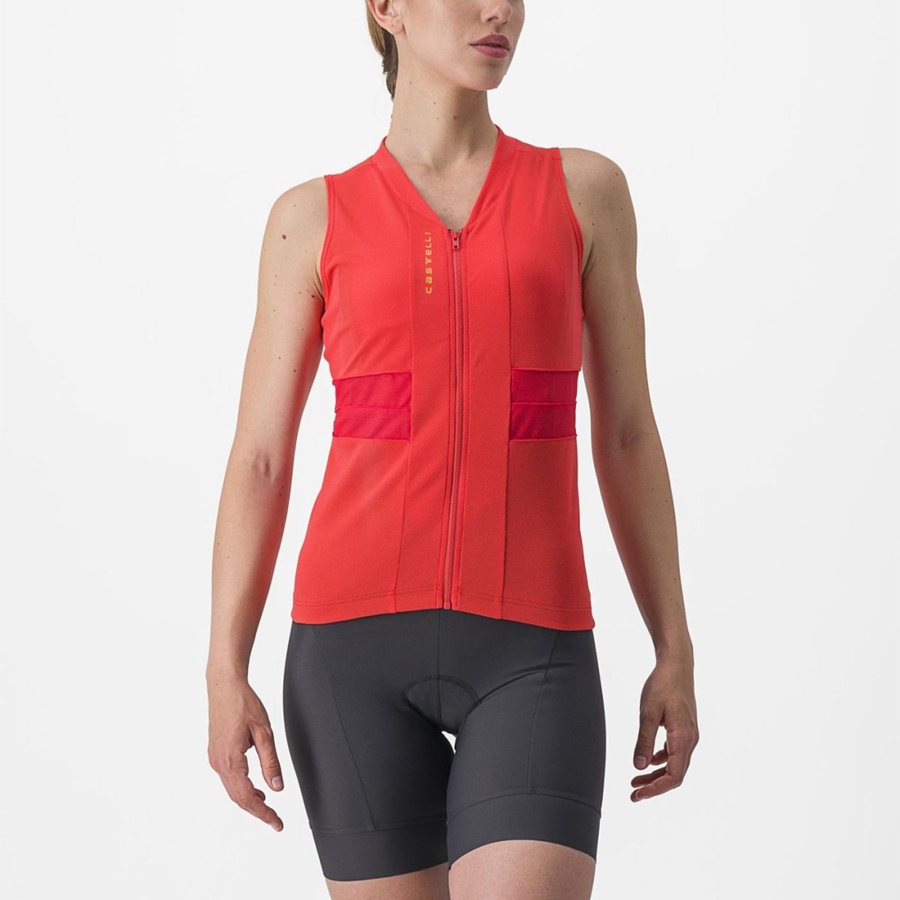 Women Castelli ANIMA 4 SLEEVELESS Jersey Orange | DUF-389745