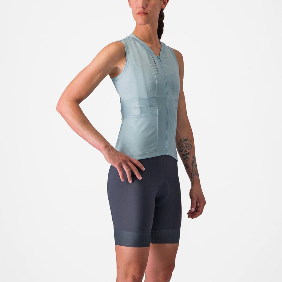 Women Castelli ANIMA 4 SLEEVELESS Jersey Blue / Dark Grey Blue | HSR-578294