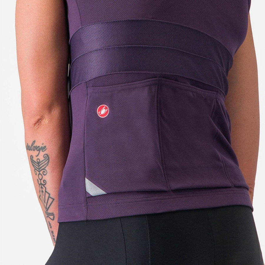 Women Castelli ANIMA 4 SLEEVELESS Jersey Purple White | LIM-405271