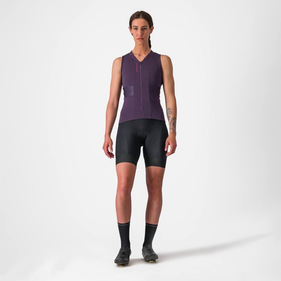 Women Castelli ANIMA 4 SLEEVELESS Jersey Purple White | LIM-405271