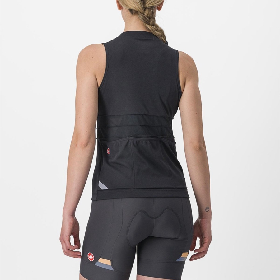 Women Castelli ANIMA 4 SLEEVELESS Jersey Black / White | EDY-849273