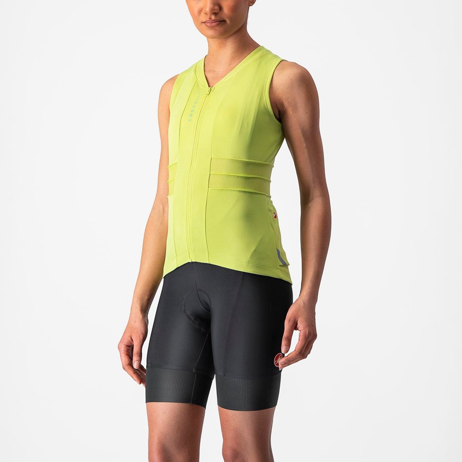 Women Castelli ANIMA 4 SLEEVELESS Jersey Light Green | SHW-962145