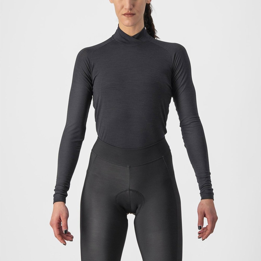 Women Castelli BANDITO WOOL W LS Base Layer Black | ABZ-274098