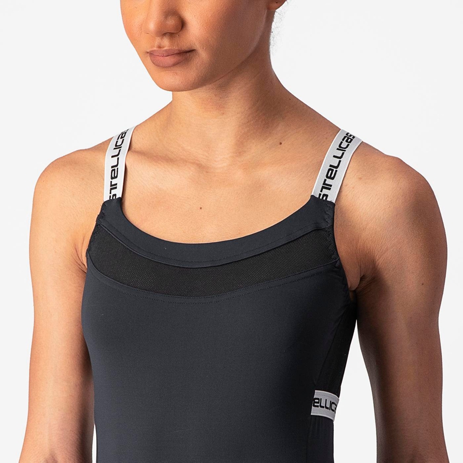 Women Castelli BAVETTE TOP Jersey Black / White | UWB-534096