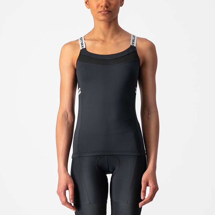 Women Castelli BAVETTE TOP Jersey Black / White | UWB-534096