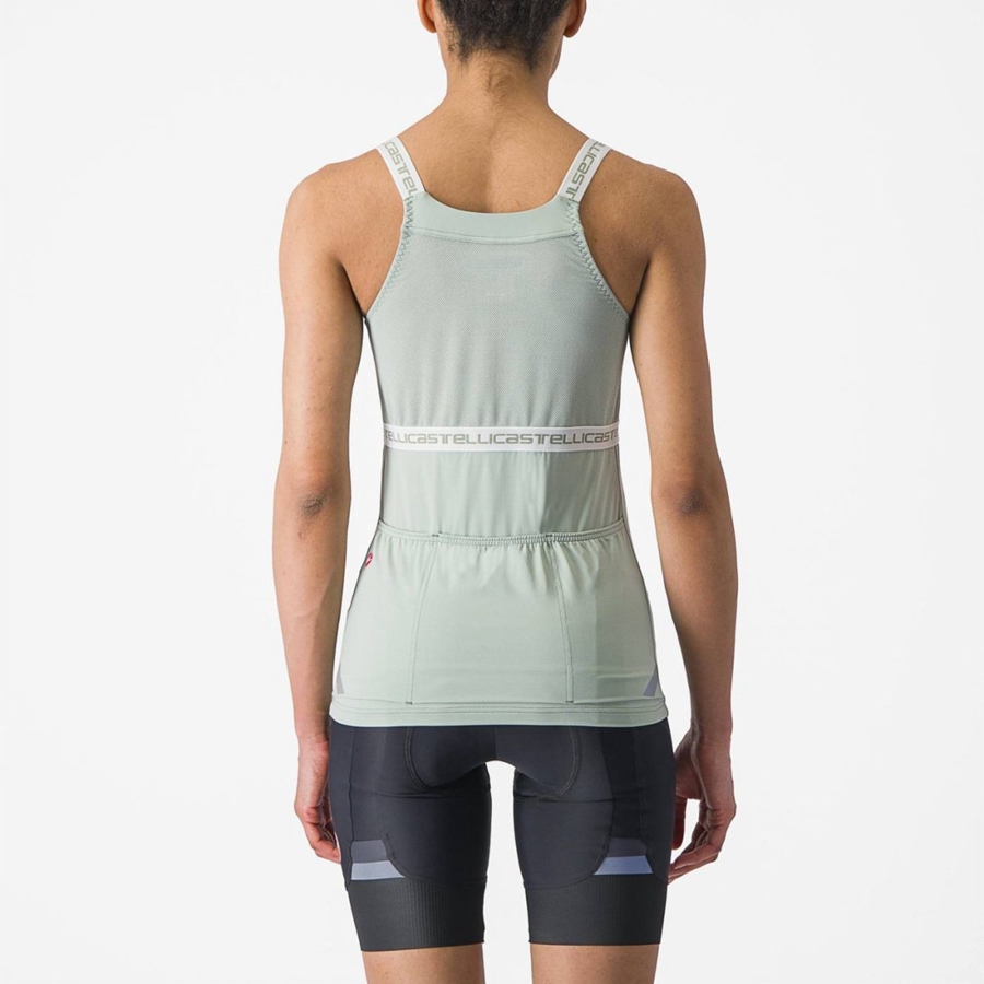 Women Castelli BAVETTE TOP Jersey Green / White | KCG-789062