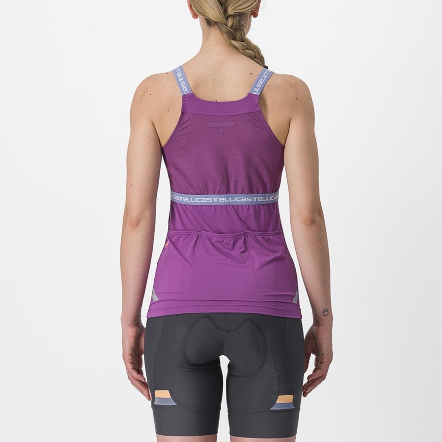 Women Castelli BAVETTE TOP Jersey Purple White | KTC-615780