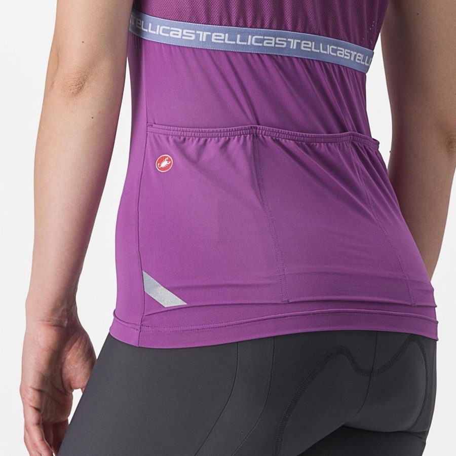 Women Castelli BAVETTE TOP Jersey Purple White | KTC-615780