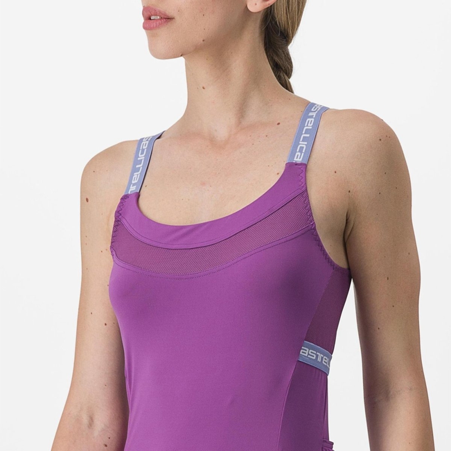 Women Castelli BAVETTE TOP Jersey Purple White | KTC-615780