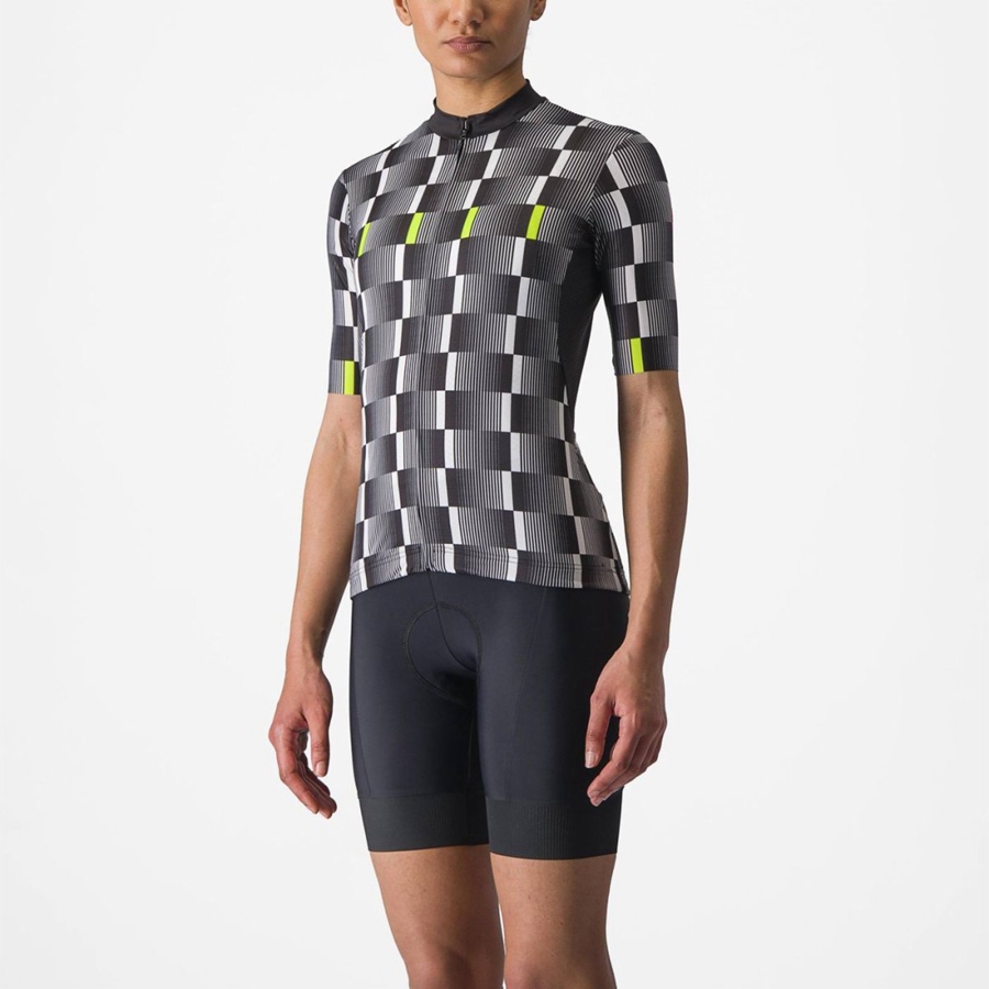 Women Castelli DIMENSIONE Jersey Black / White / Light Green | YJM-831964