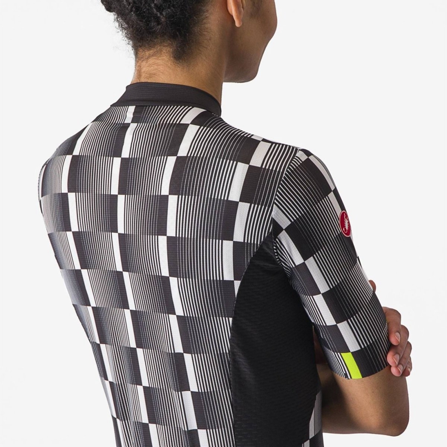 Women Castelli DIMENSIONE Jersey Black / White / Light Green | YJM-831964