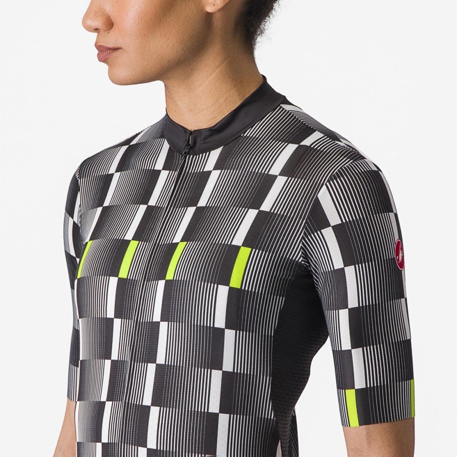 Women Castelli DIMENSIONE Jersey Black / White / Light Green | YJM-831964