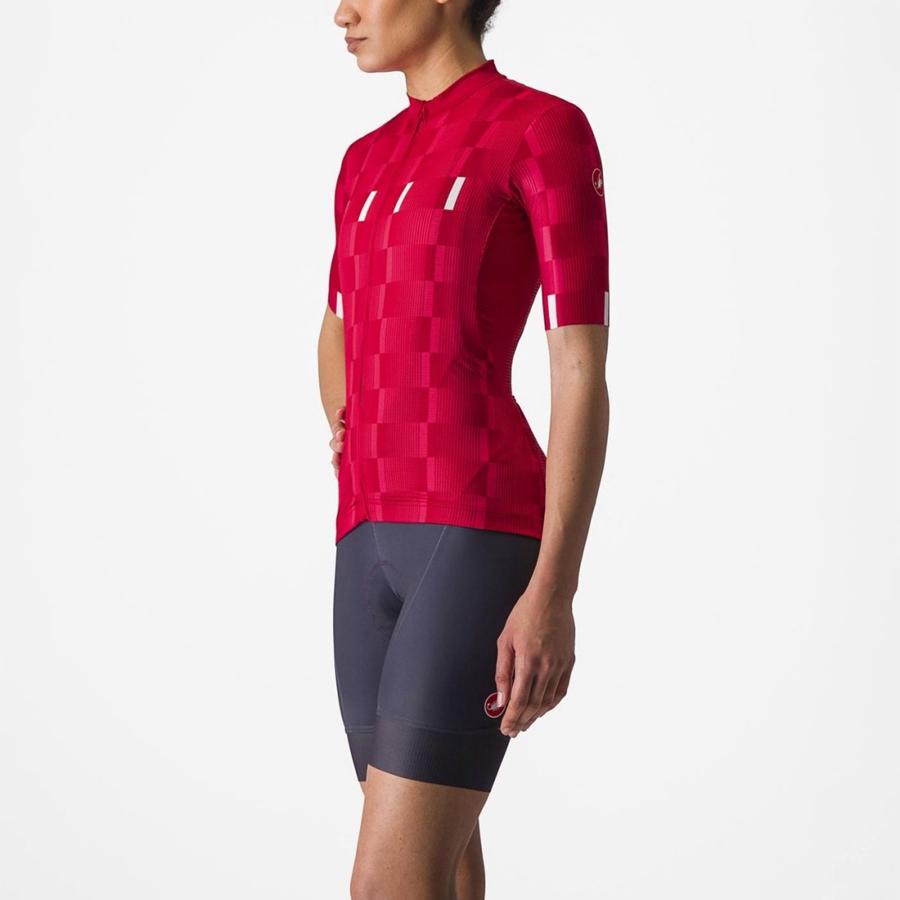 Women Castelli DIMENSIONE Jersey Red / White | KYJ-417296