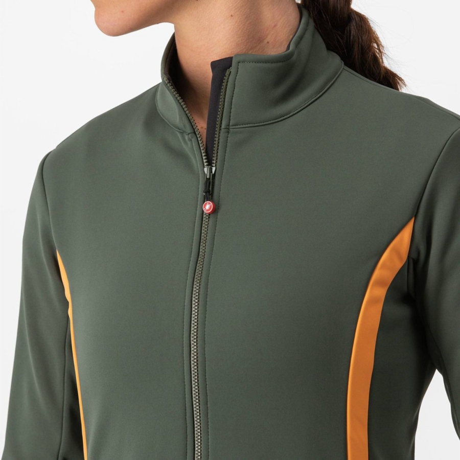 Women Castelli DINAMICA 2 Jackets Green | LET-142609