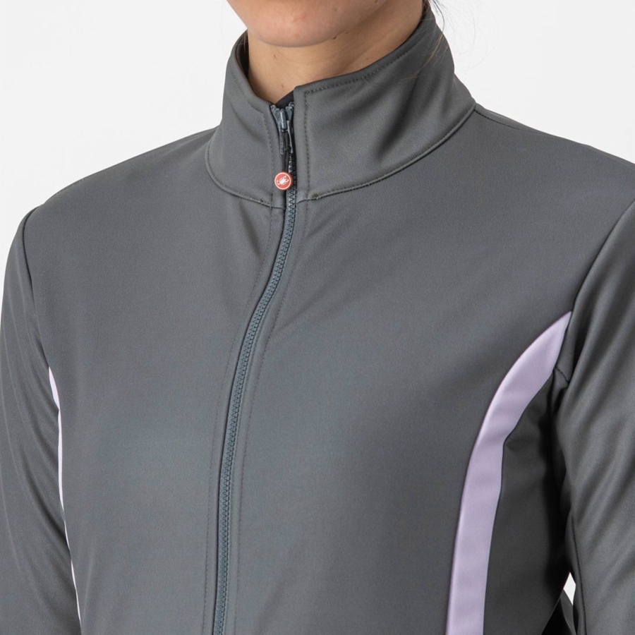 Women Castelli DINAMICA 2 Jackets Grey / Purple | YZJ-930741