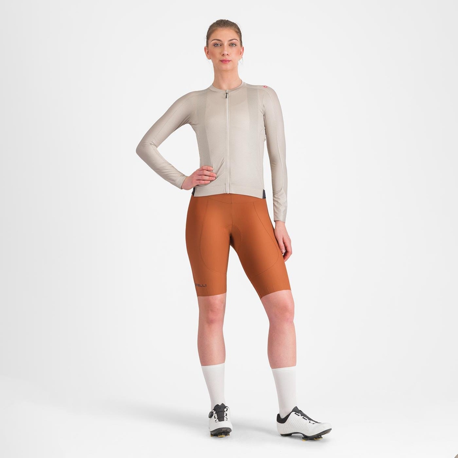 Women Castelli ESPRESSO W DT Bib Shorts Beige | IXZ-624178