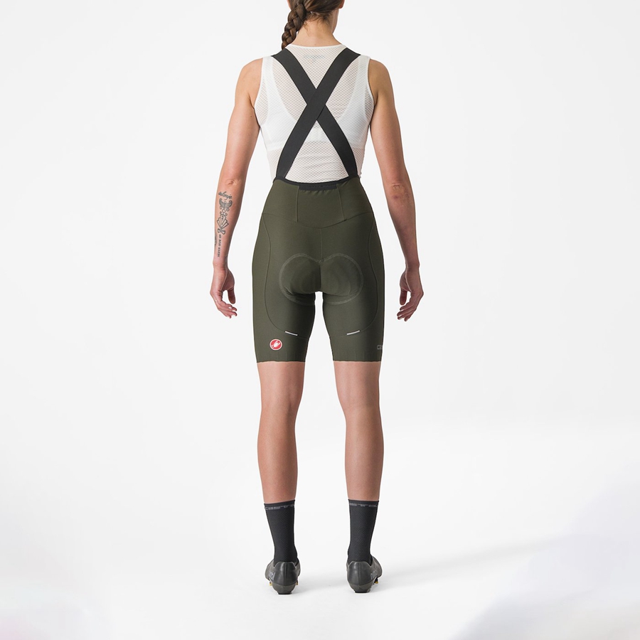 Women Castelli ESPRESSO W DT Bib Shorts Deep Green | VAK-392860