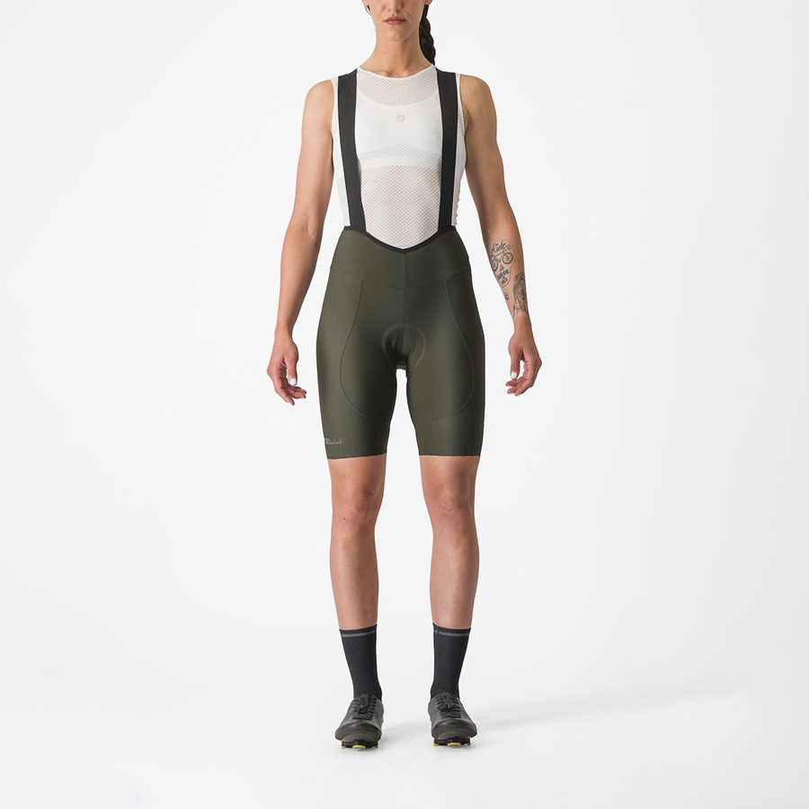 Women Castelli ESPRESSO W DT Bib Shorts Deep Green | VAK-392860