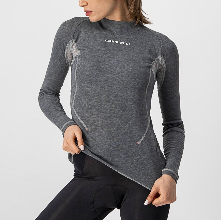 Women Castelli FLANDERS 2 W WARM LONG SLEEVE Base Layer Grey | ENA-418750