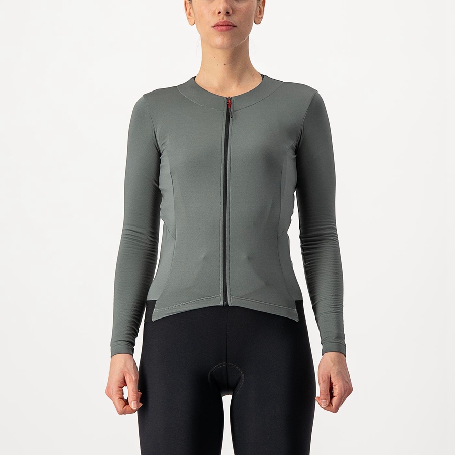 Women Castelli FLY LS W Jersey Grey | OSB-176584