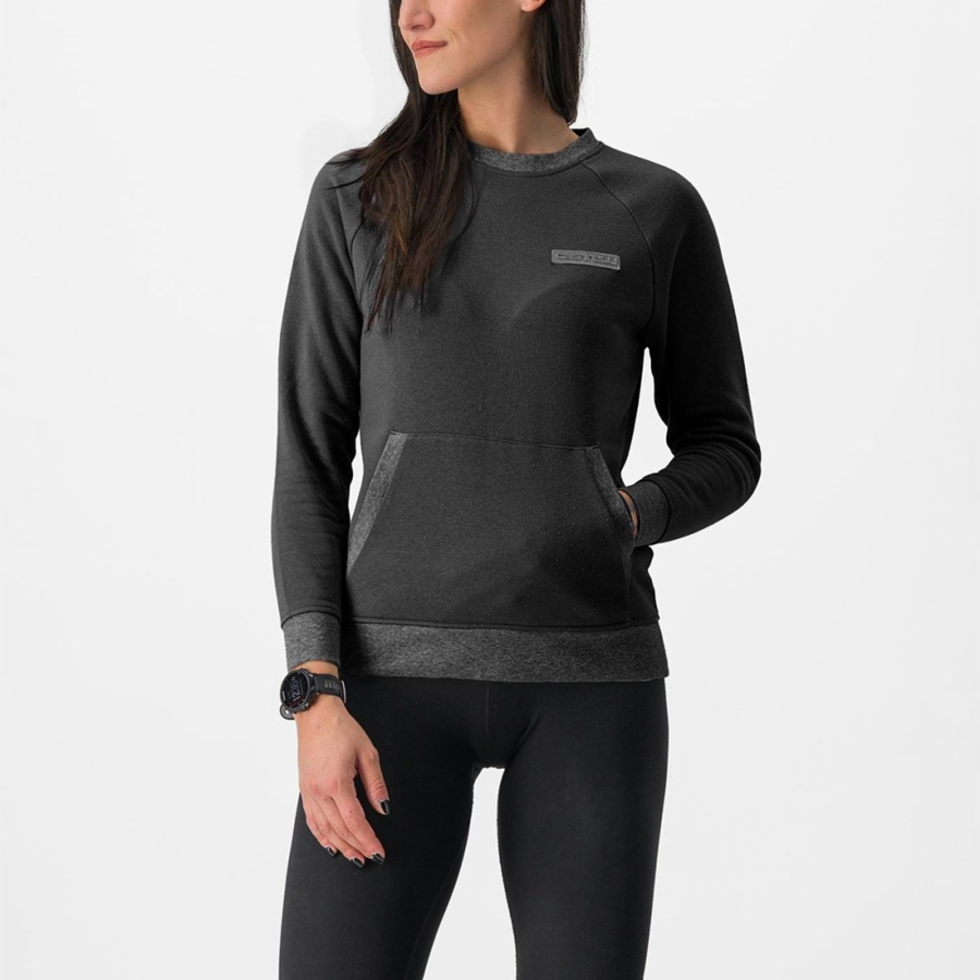 Women Castelli LOGO W SWEATSHIRT Casual Black | SIH-407628