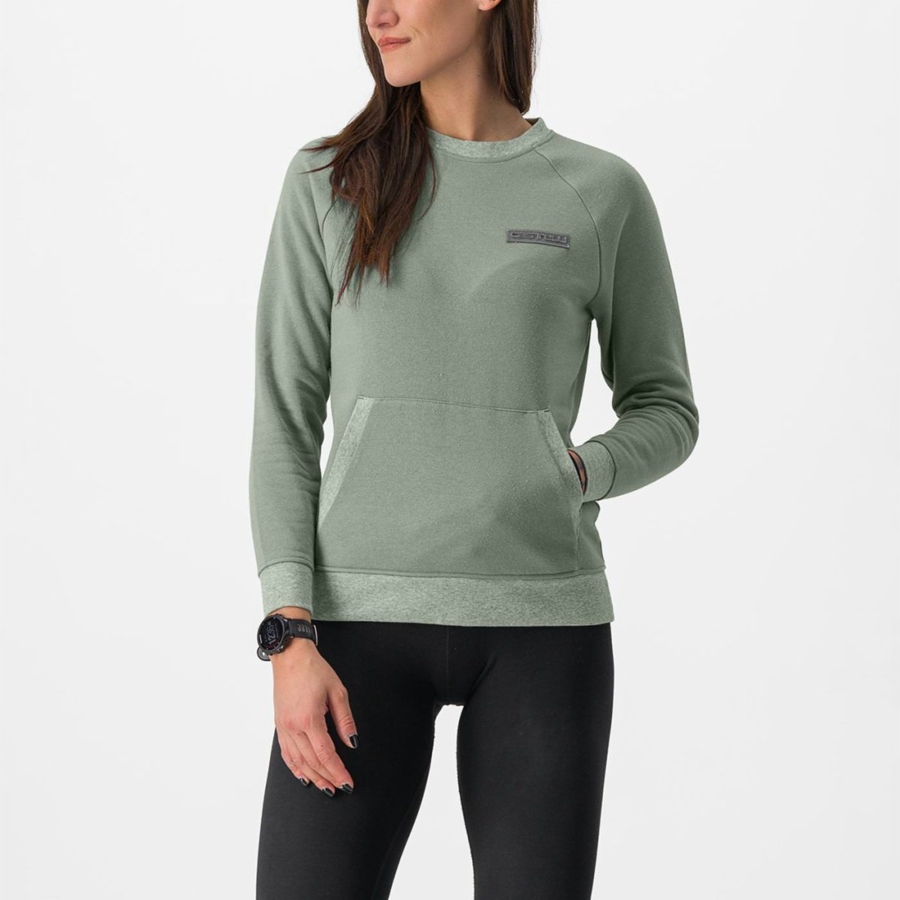 Women Castelli LOGO W SWEATSHIRT Casual Green | IXP-749205