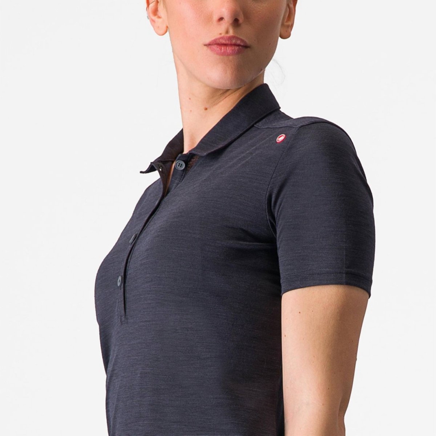 Women Castelli MERINO W POLO Casual Black | AHK-219067