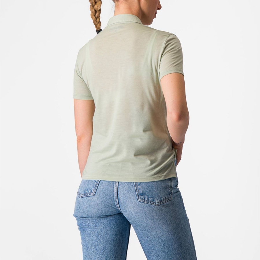 Women Castelli MERINO W POLO Casual Green | GAY-850146