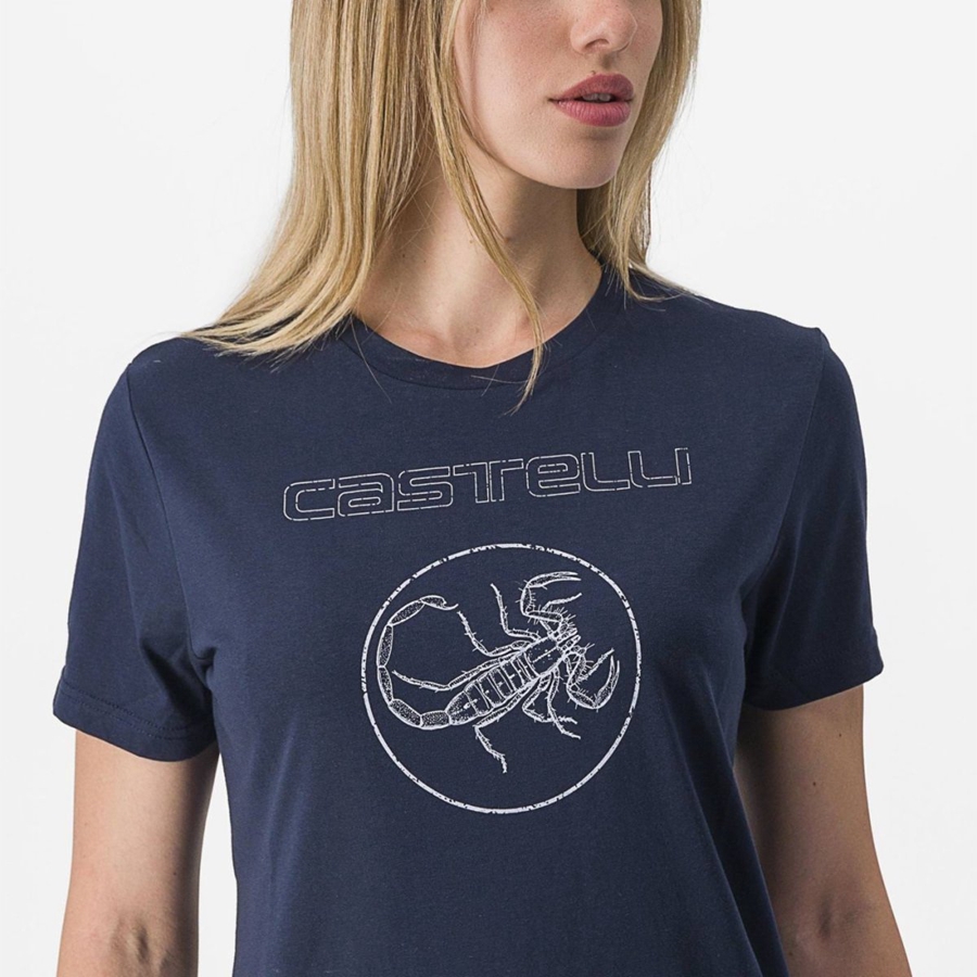 Women Castelli PEDALARE TEE Casual Blue | HVI-528079