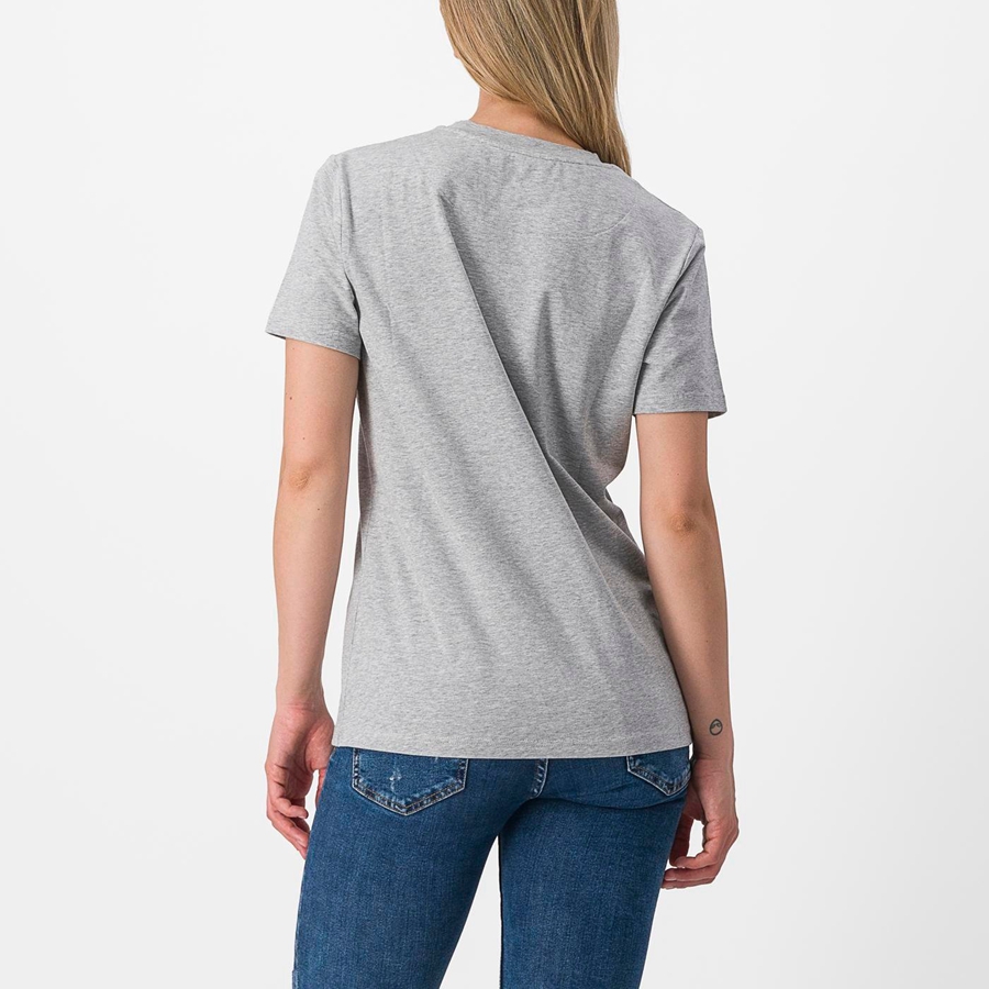 Women Castelli PEDALARE TEE Casual Khaki Grey | UXJ-936105