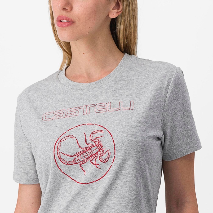 Women Castelli PEDALARE TEE Casual Khaki Grey | UXJ-936105