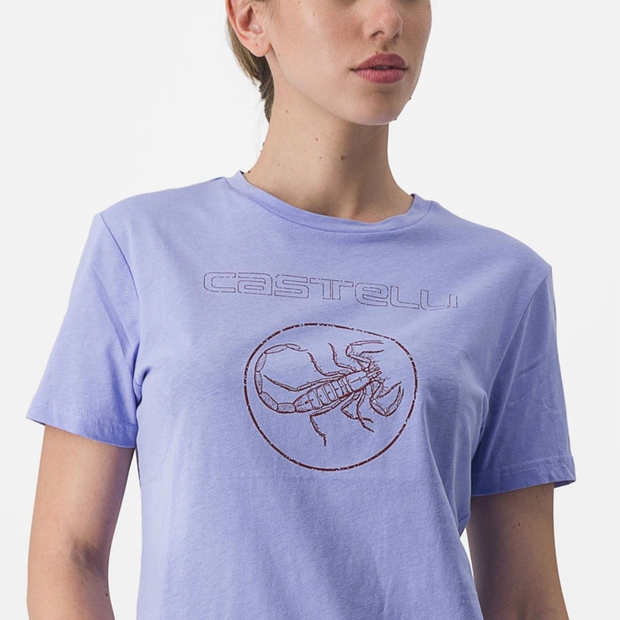 Women Castelli PEDALARE TEE Casual Purple White | GOA-407982