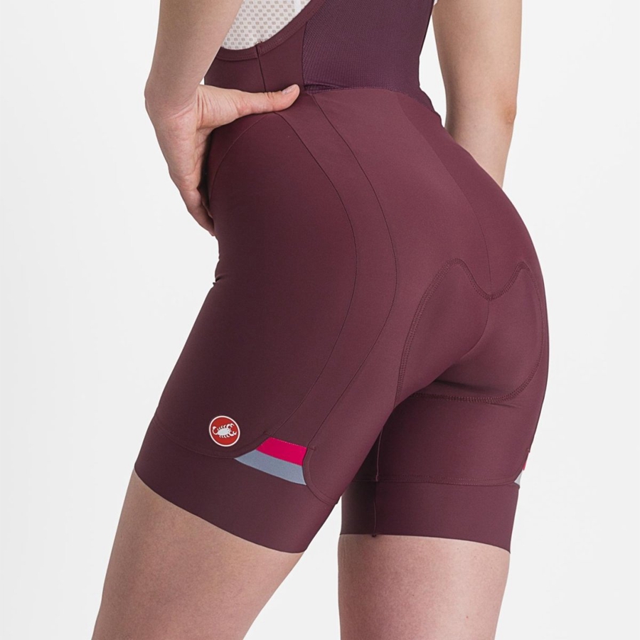 Women Castelli PRIMA Bib Shorts Deep Burgundy / Red | VTL-743906