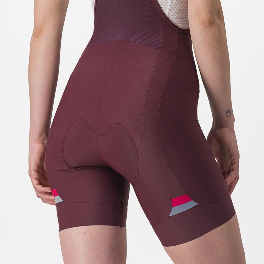 Women Castelli PRIMA Bib Shorts Deep Burgundy / Red | VTL-743906