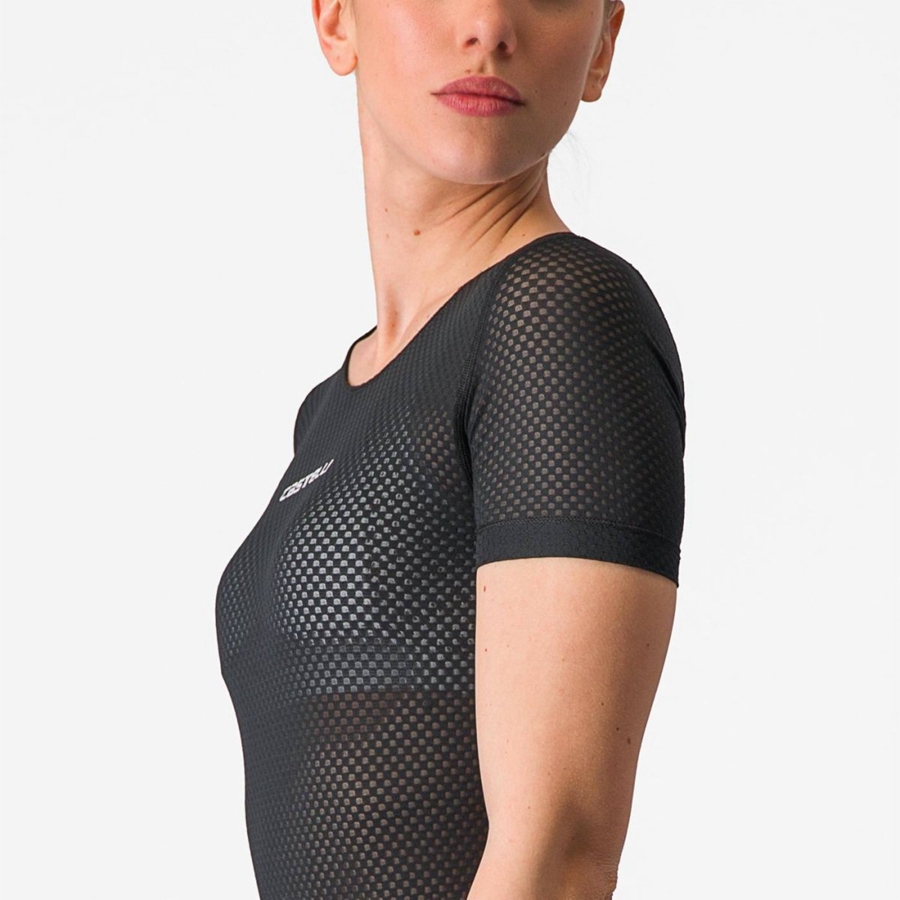 Women Castelli PRO MESH W SHORT SLEEVE Base Layer Black | RWA-950634