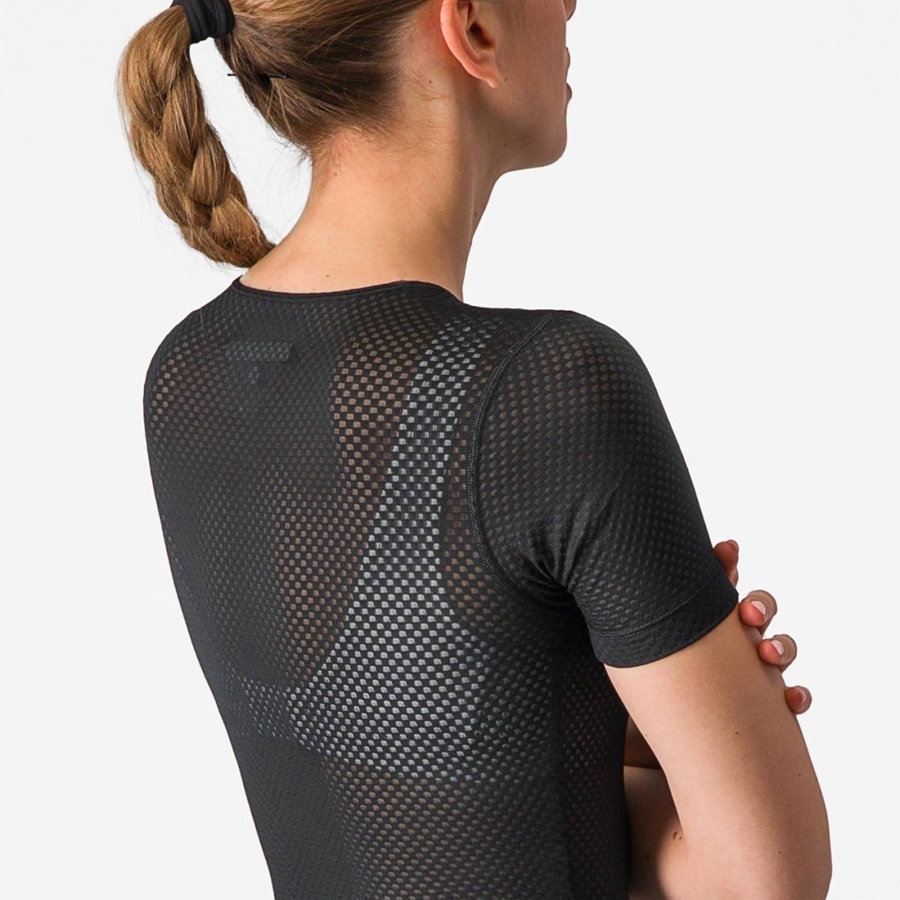 Women Castelli PRO MESH W SHORT SLEEVE Base Layer Black | RWA-950634