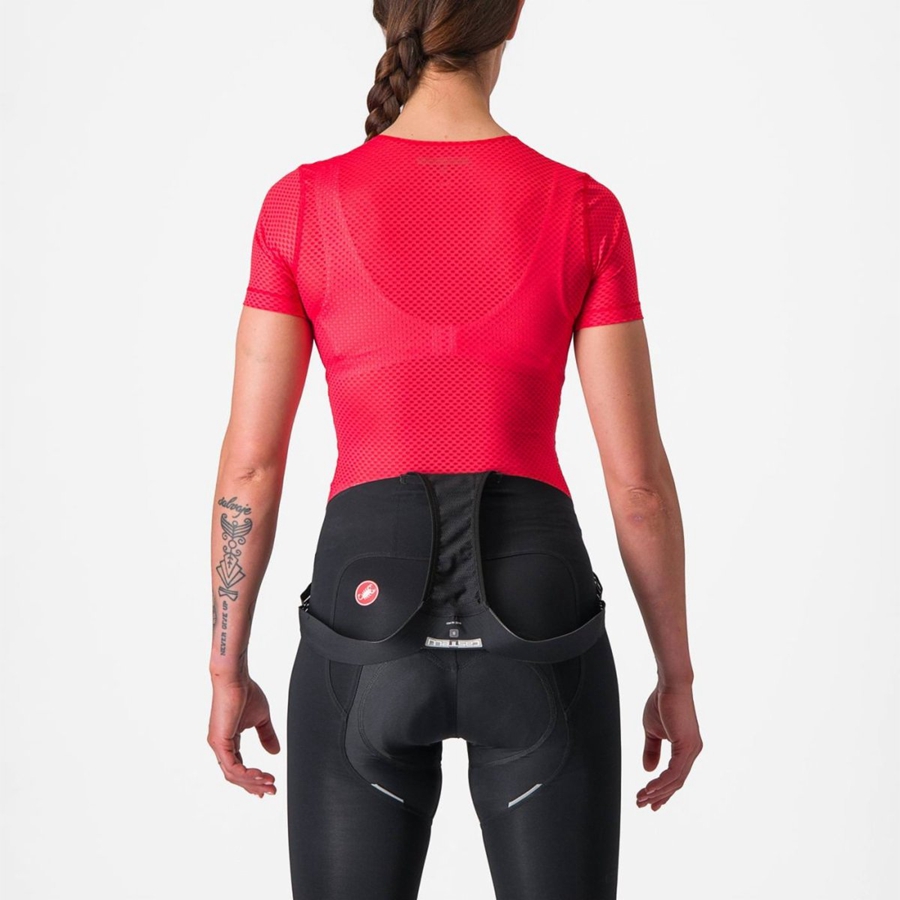 Women Castelli PRO MESH W SHORT SLEEVE Base Layer Red | TPC-730825