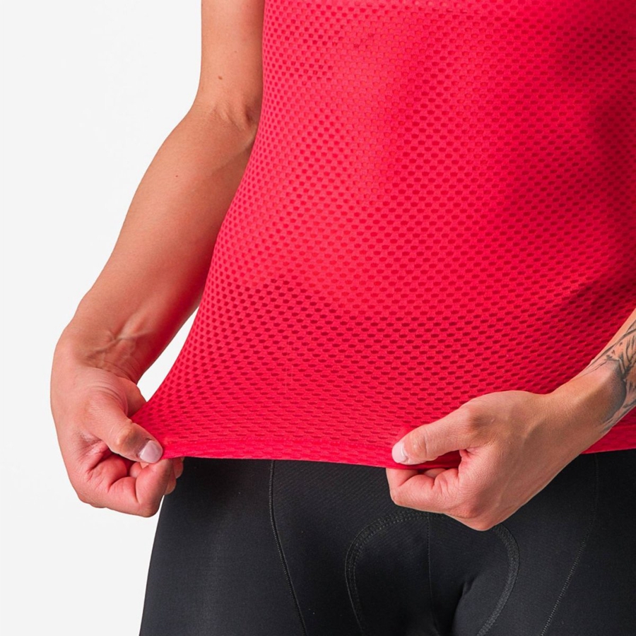 Women Castelli PRO MESH W SHORT SLEEVE Base Layer Red | TPC-730825